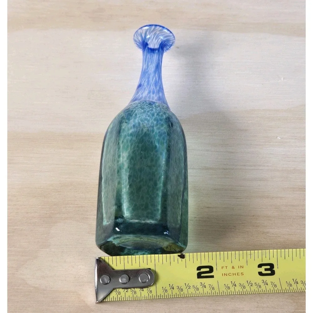 Kosta Boda Bertil Vallien Blue Green Vase Glass Bottle 5